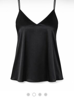 Ettitude Satin V-Neck Bamboo Cami in Onyx Black